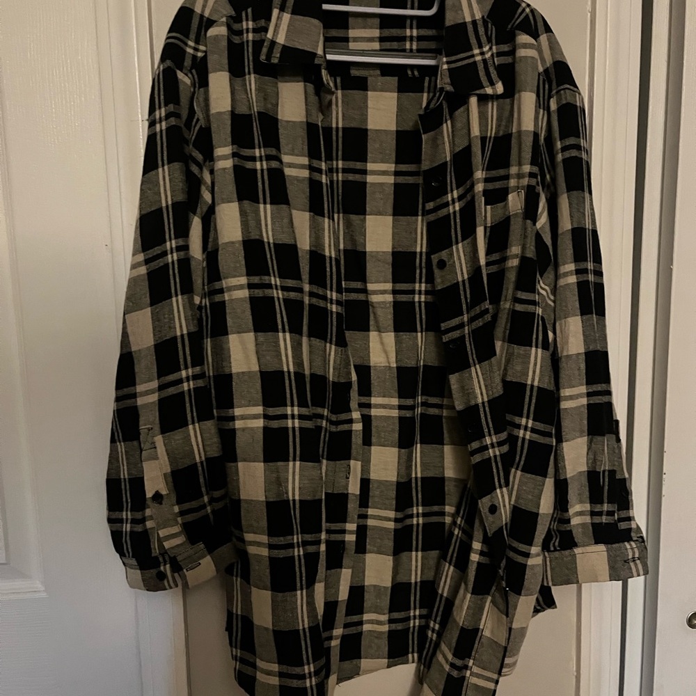 Shop Talulah Plaid Black and Cream Button-Up Shirt